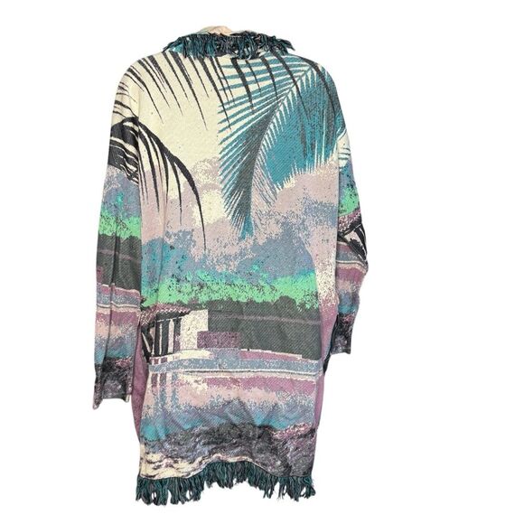 Aldo Martins printed knit tassel shawl collar longline cardigan jacket small - Picture 5 of 11